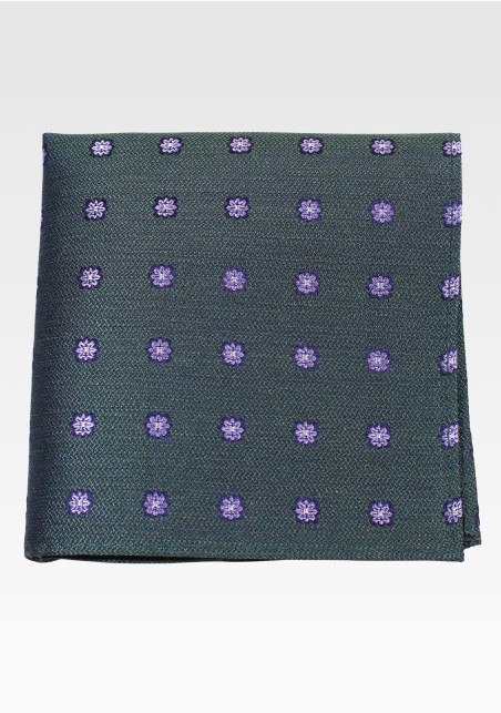 Pine Green Floral Pocket Square