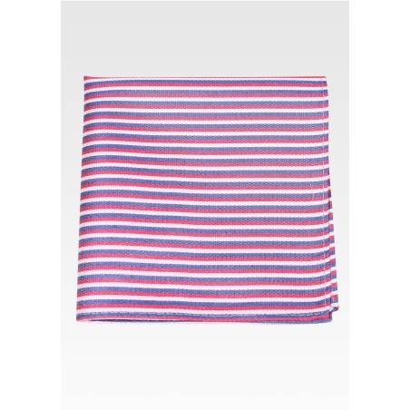 Red, White, Blue Striped Pocket Square in Silk and Cotton