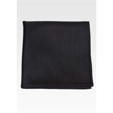 Pique Pocket Square in Black | Solid Black Silk Hanky