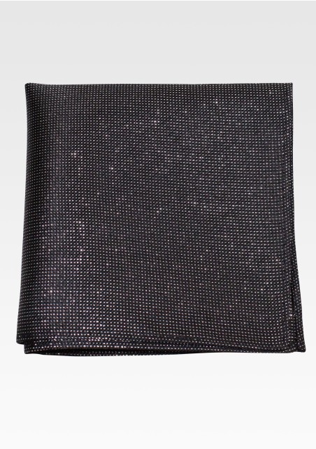 Formal Black and Silver Glitter Pocket Square