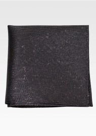Formal Black and Silver Glitter Pocket Square