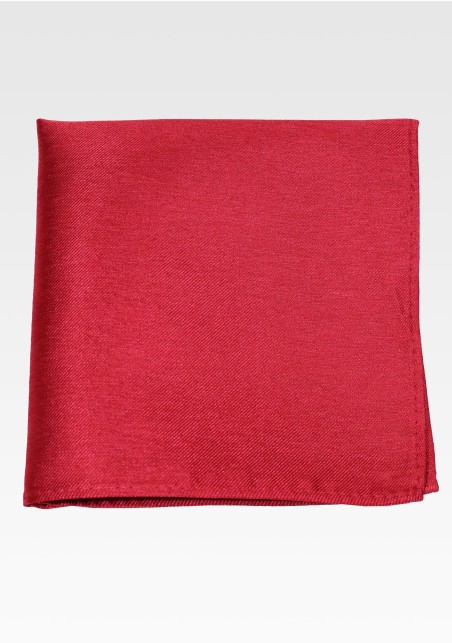 Cherry Red Silk Pocket Square in Raw Silk with Matte Finish