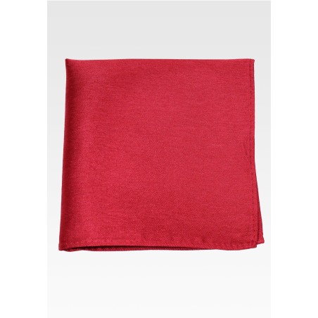 Cherry Red Silk Pocket Square in Raw Silk with Matte Finish