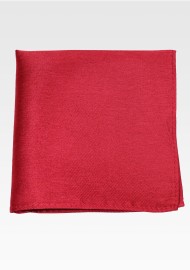 Cherry Red Silk Pocket Square in Raw Silk with Matte Finish