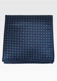 Blue Pocket Square with Green Shamrocks