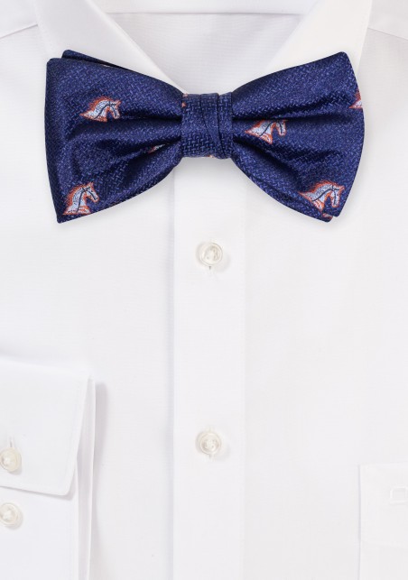 Navy Equestrian Bow Tie | Navy Bow Tie with Horses