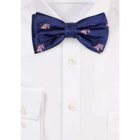 Navy Equestrian Bow Tie | Navy Bow Tie with Horses