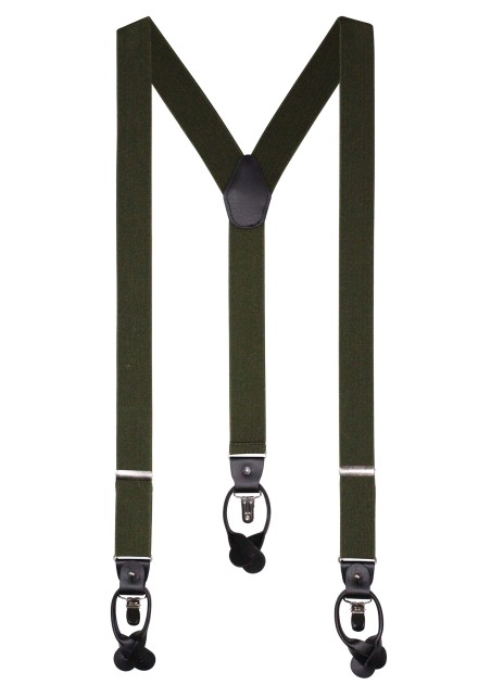Dark Olive Elastic Band Suspenders