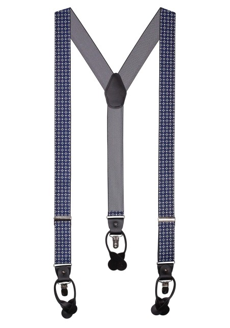 Navy and Silver Elastic Band Dress Suspenders