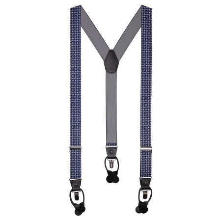 Navy and Silver Elastic Band Dress Suspenders