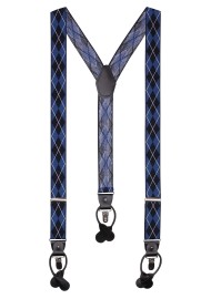 Navy and Dress Blue Argyle Check Mens Suspenders