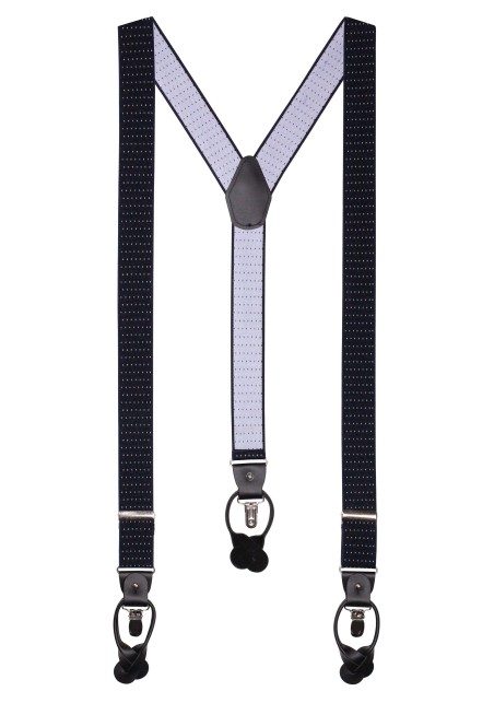 Navy and Red Pin Dot Elastic Band Suspenders
