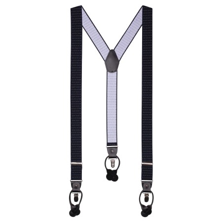 Navy and Red Pin Dot Elastic Band Suspenders