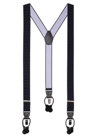 Navy and Red Pin Dot Elastic Band Suspenders