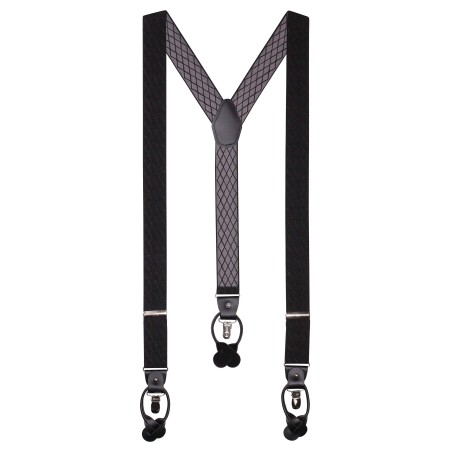 Midnight Blue Elastic Suspenders with Argyle Checks