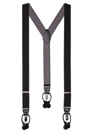 Midnight Blue Elastic Suspenders with Argyle Checks