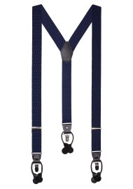 Navy Elastic Band Suspenders with Woven Checks