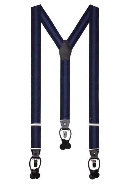 Striped Elastic Band Suspender in Blue