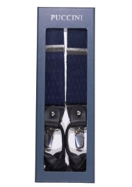 Navy Elastic Band Suspenders with Woven Checks