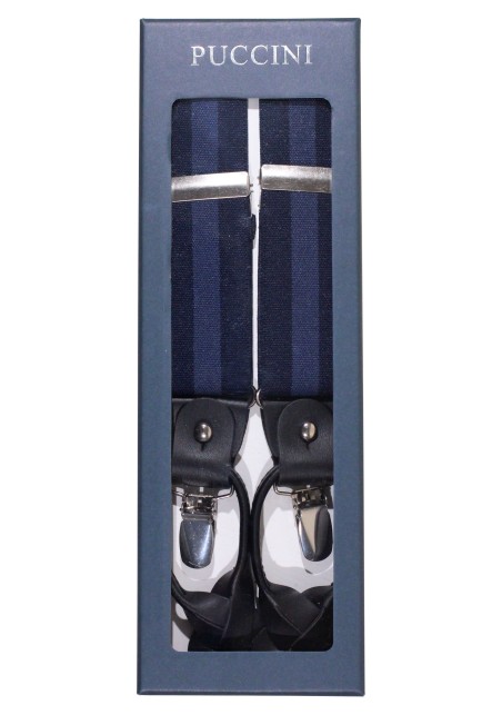 Striped Elastic Band Suspender in Blue