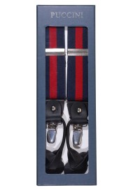 Navy and Burgundy Red Elastic Suspenders with Stripes