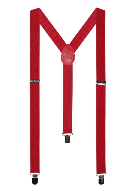 Solid Burgundy Elastic Band Suspenders for Men