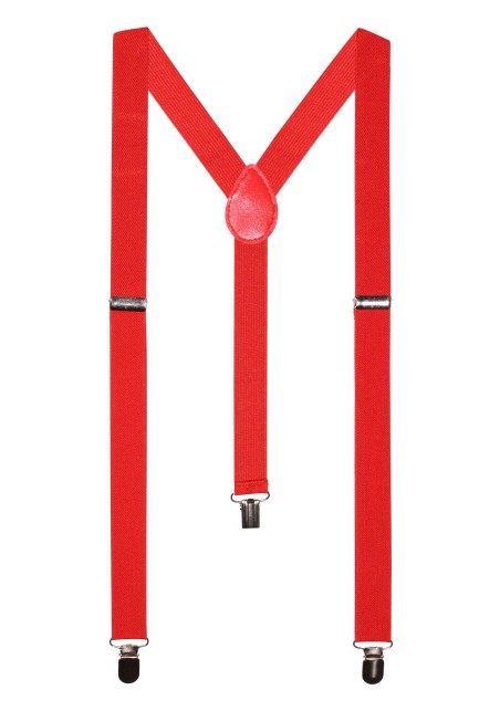 Cherry Red Elastic Band Suspenders with Clips