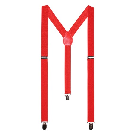 Cherry Red Elastic Band Suspenders with Clips