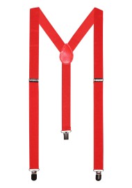 Cherry Red Elastic Band Suspenders with Clips