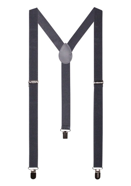 Charcoal Gray Mens Suspenders with Elastic Bands and Clips