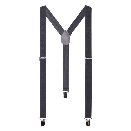 Charcoal Gray Mens Suspenders with Elastic Bands and Clips