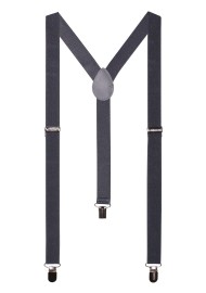 Charcoal Gray Mens Suspenders with Elastic Bands and Clips