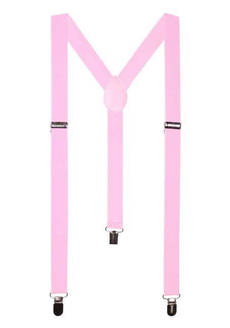 Bright Pink Solid Color Suspenders with Clips