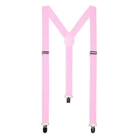 Bright Pink Solid Color Suspenders with Clips