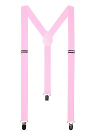 Bright Pink Solid Color Suspenders with Clips
