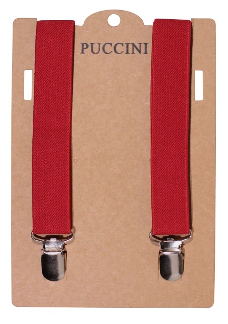 Solid Burgundy Elastic Band Suspenders for Men