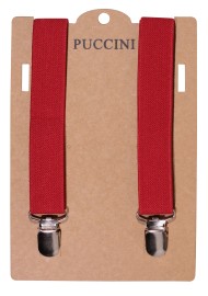 Solid Burgundy Elastic Band Suspenders for Men
