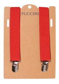 Cherry Red Elastic Band Suspenders with Clips