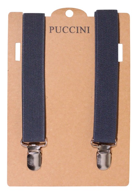 Charcoal Gray Mens Suspenders with Elastic Bands and Clips