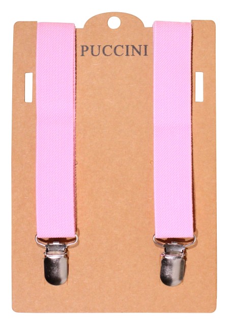Bright Pink Solid Color Suspenders with Clips