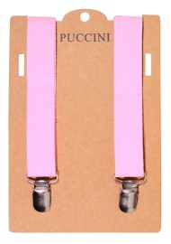 Bright Pink Solid Color Suspenders with Clips