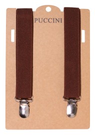 Walnut Brown Elastic Band Suspenders