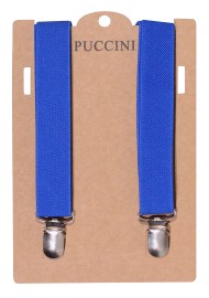 Morning Glory Blue Mens Suspenders with Clips