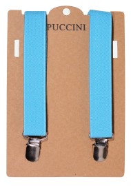 Ice Blue Mens Suspenders with Elastic Bands