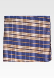 Navy and Gold Bowtie and Pocket Square Set with Checks