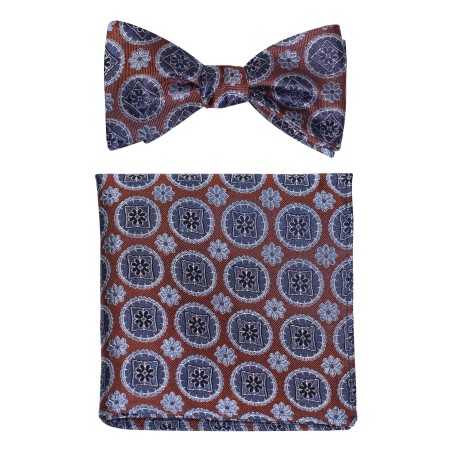 Brown and Silver Medallion Bowtie Set