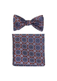 Brown and Silver Medallion Bowtie Set