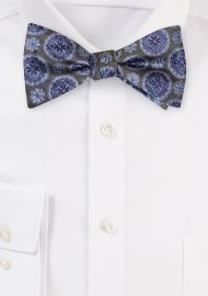 Medallion Bowtie Set in Dark Green and Self-tie Style
