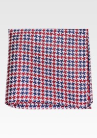 Red, White, Blue Houndstooth Check Necktie Set
