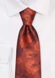 Rust Orange Floral Necktie Set